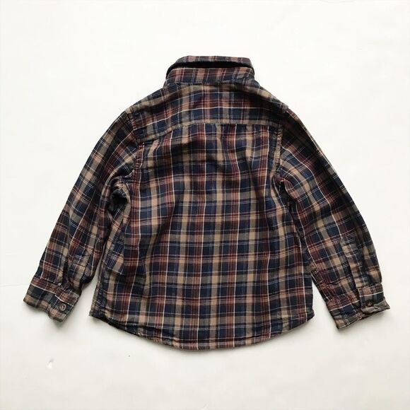 Mothercare brown/navy plaid button up shirt EUC 2-3T - Picture 5 of 5